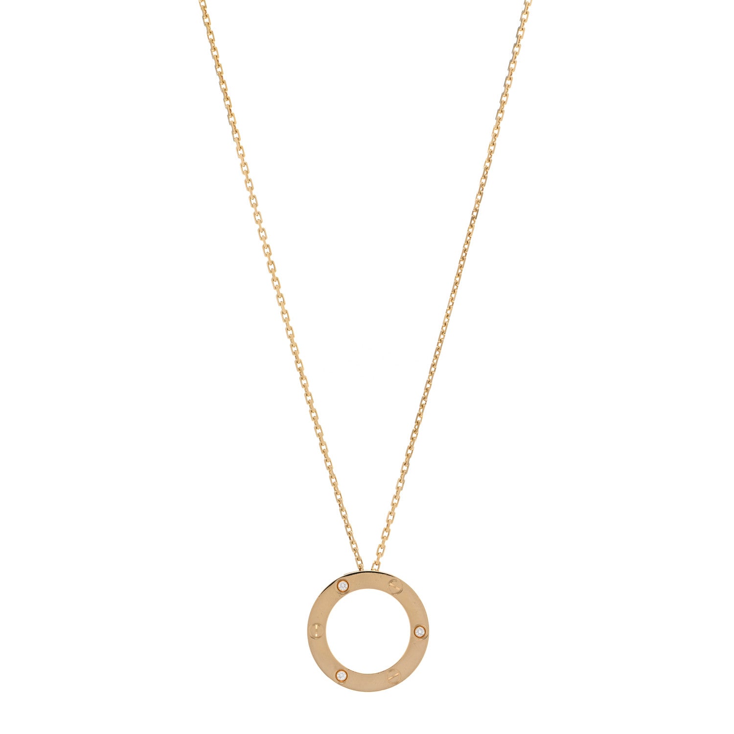 Cartier 18K Yellow Gold 3 Diamonds LOVE Pendant Necklace 1 of 4