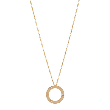 Cartier 18K Yellow Gold 3 Diamonds LOVE Pendant Necklace 1 of 4
