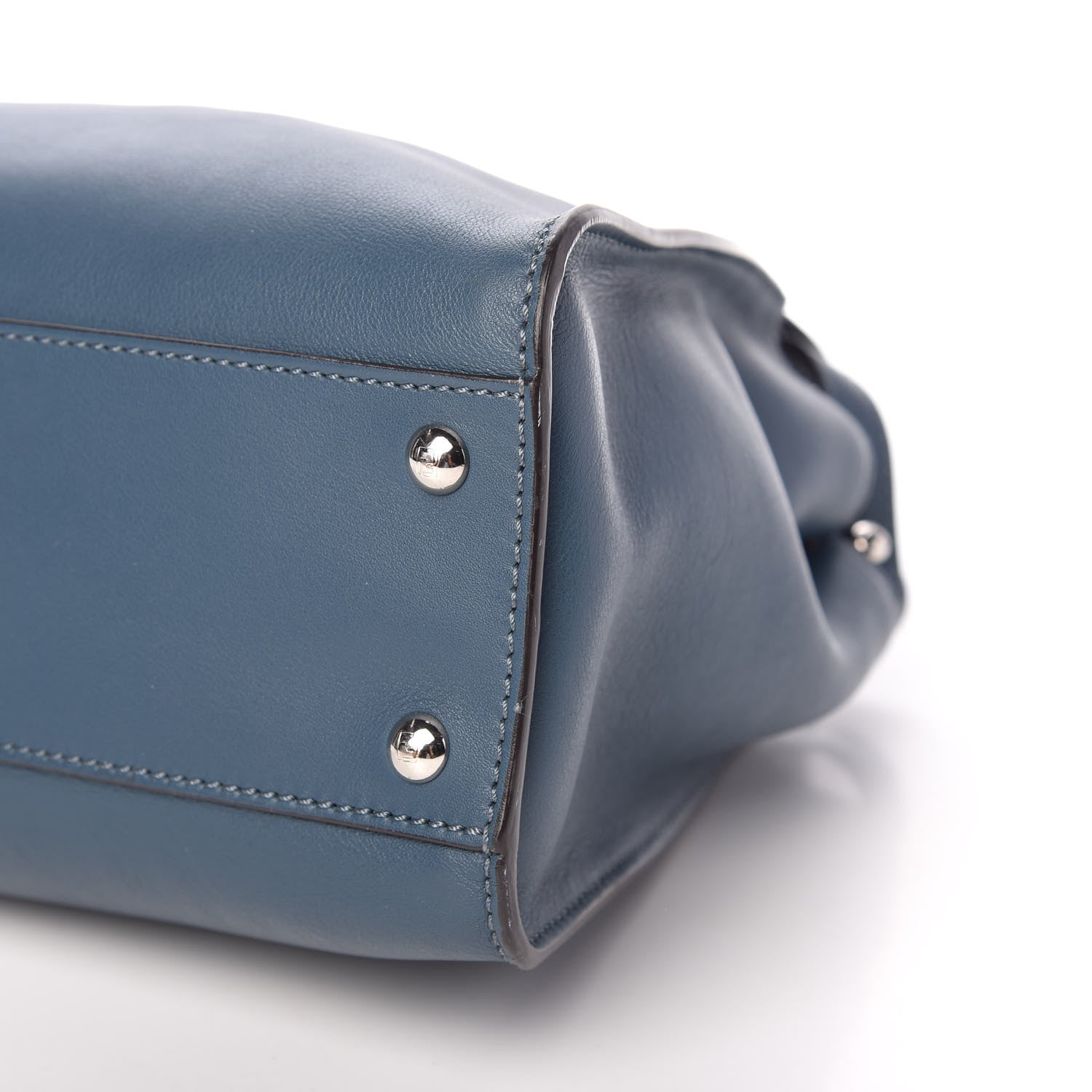Fendi Vitello Seta Shiny Nappa Medium Peekaboo Iconic Satchel Blue Pink 9 of 9