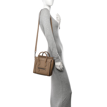 Celine Drummed Calfskin Nano Luggage Dune 2 of 11