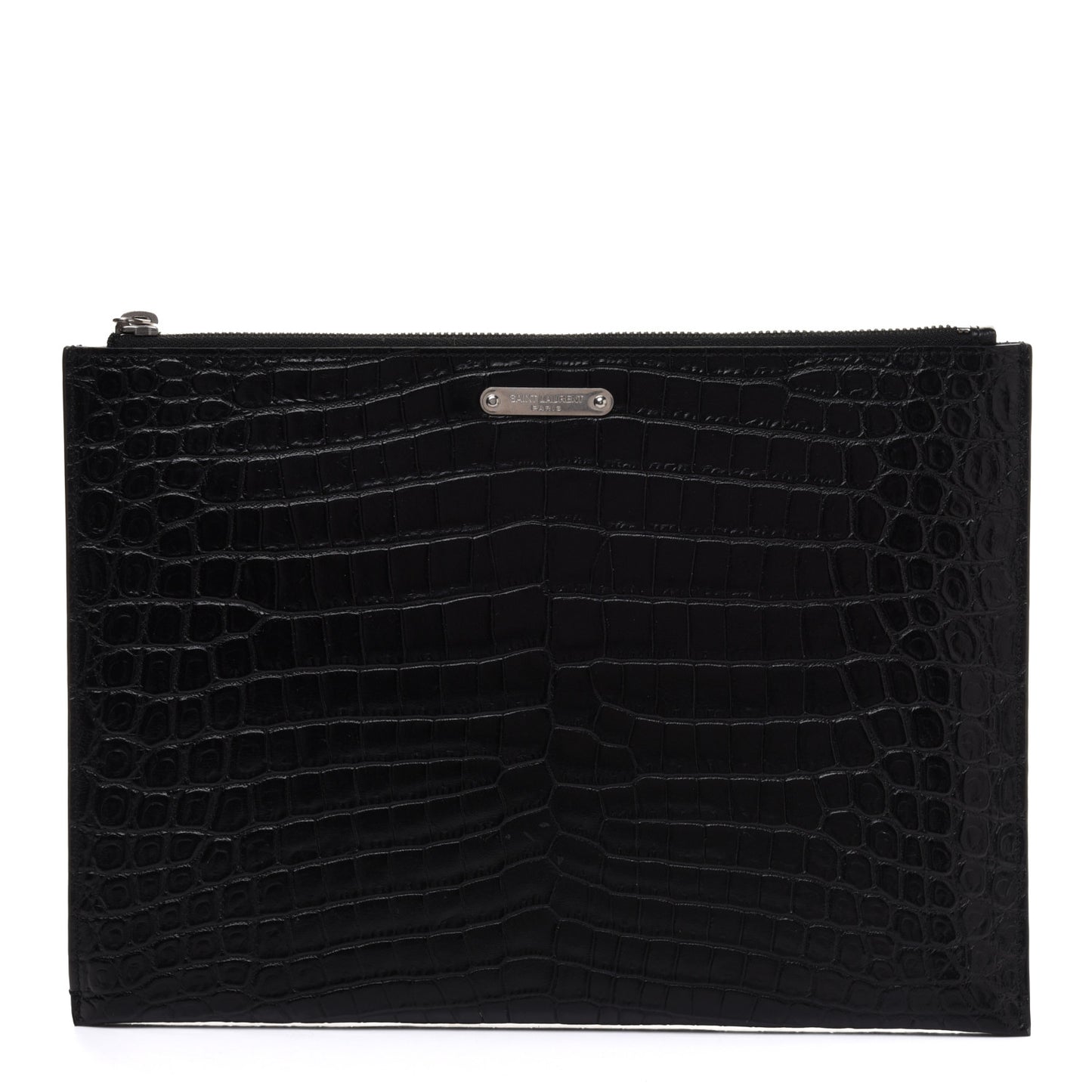 Calfskin Crocodile Embossed Document Holder Black
