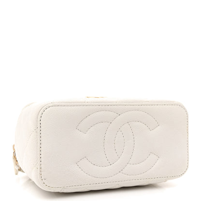 Chanel Caviar Quilted Sweetheart Vanity Case White 4 of 12