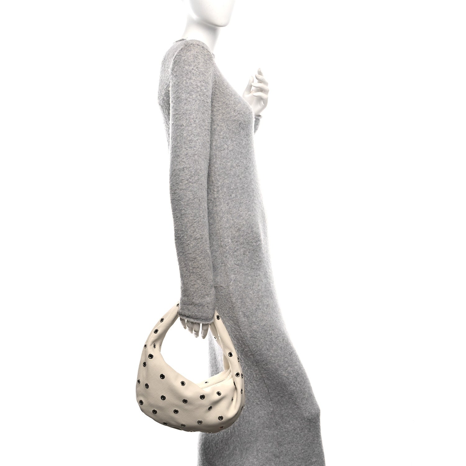 Khaite Pebbled Calfskin Grommet Medium Olivia Hobo Dark Ivory 2 of 9