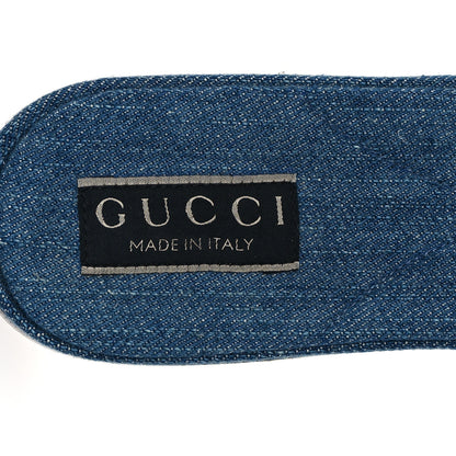 Gucci New Denim Logo Embroidered Slide Sandal 38 Light Blue 8 of 10