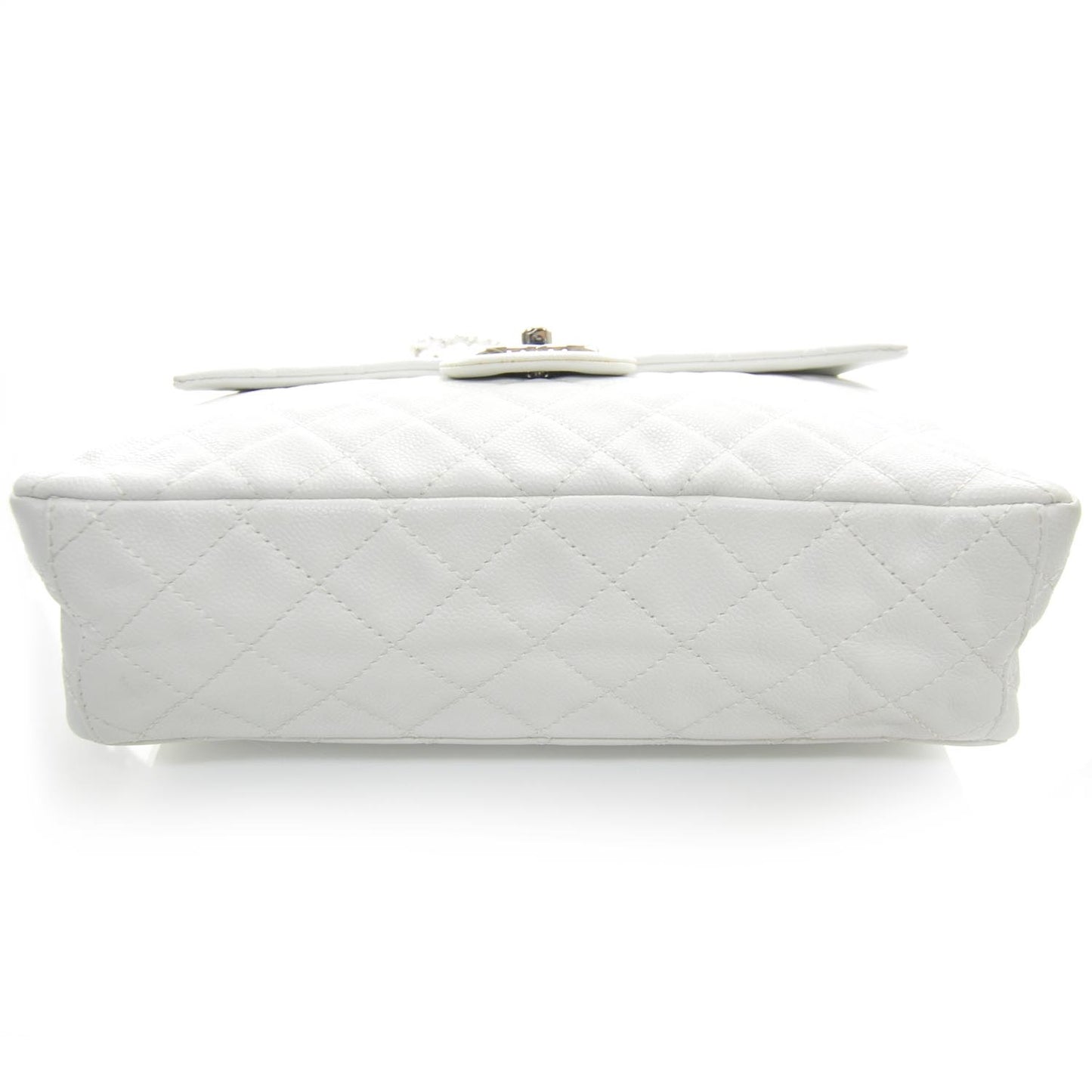 Washed Caviar Maxi Flap White