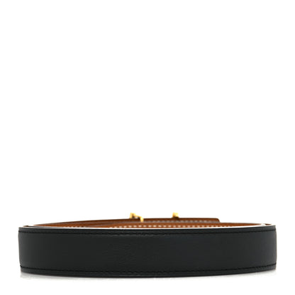 Hermes Swift Epsom 24mm Gamma Gourmette Belt 75 Black Gold 2 of 5