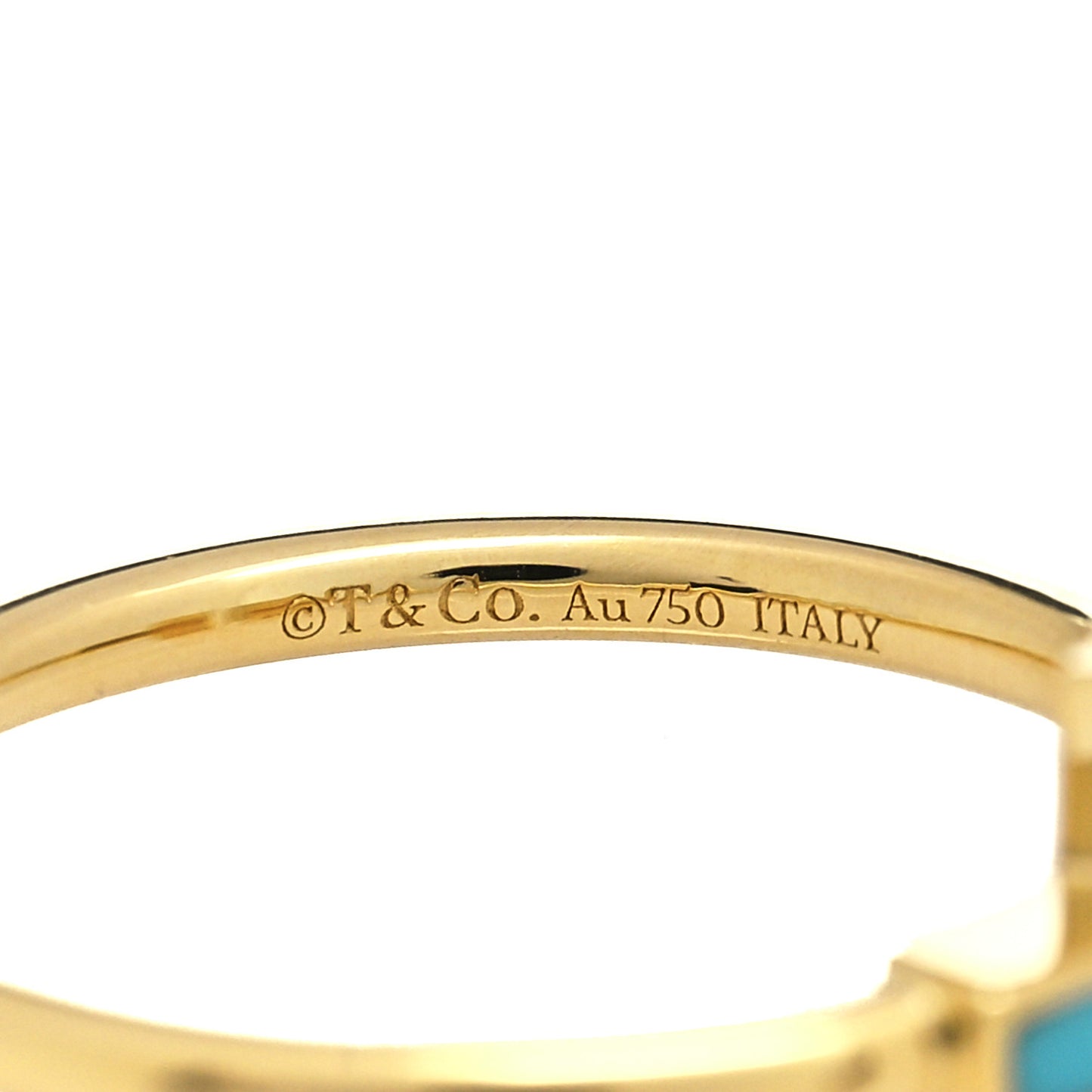 18K Yellow Gold Turquoise T Square Ring 58 8.5