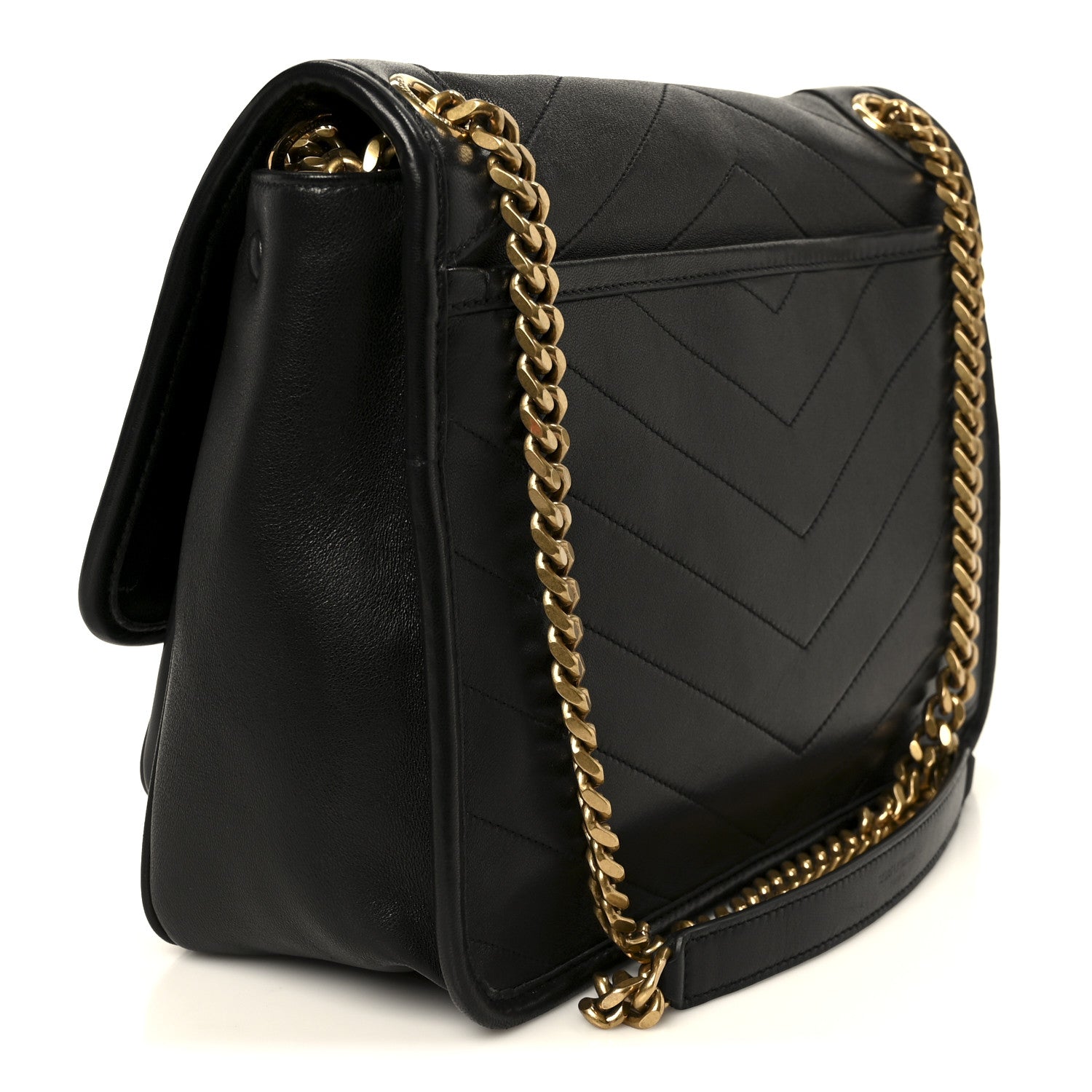 Saint Laurent Lambskin Matelasse Monogram Medium Niki Chain Satchel Black 3 of 11