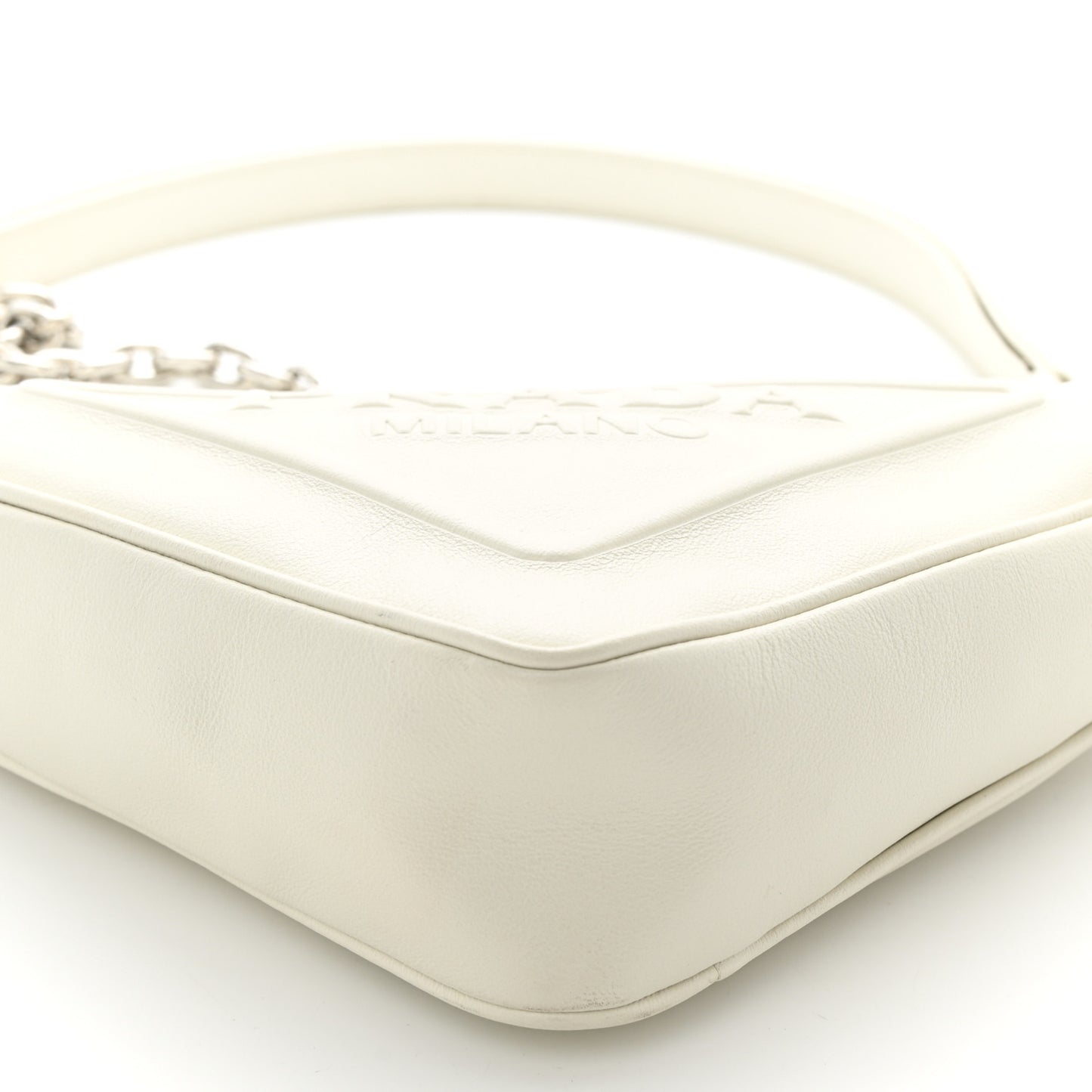 Grace Lux Triangle Logo Embossed Mini Triangle Bag White