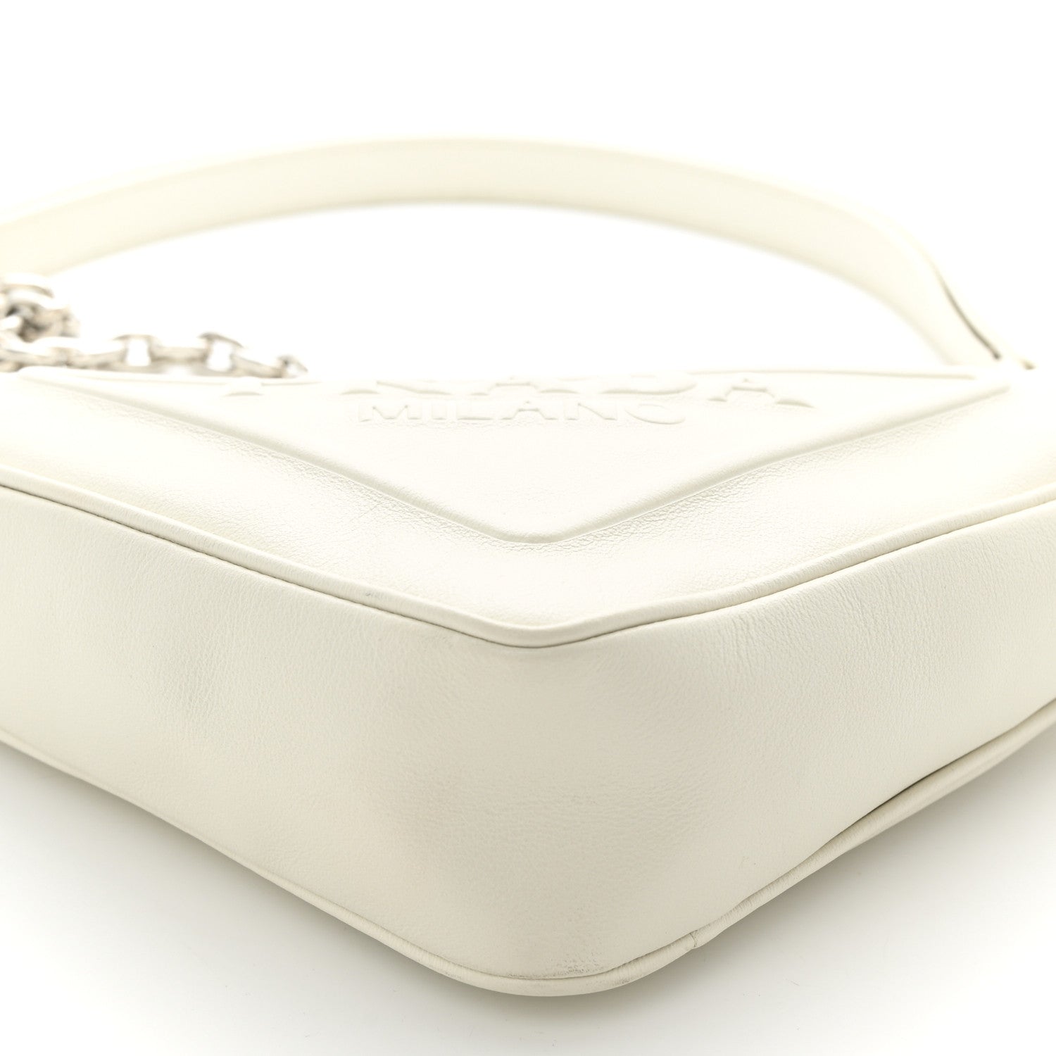 Prada Grace Lux Triangle Logo Embossed Mini Triangle Bag White 10 of 12