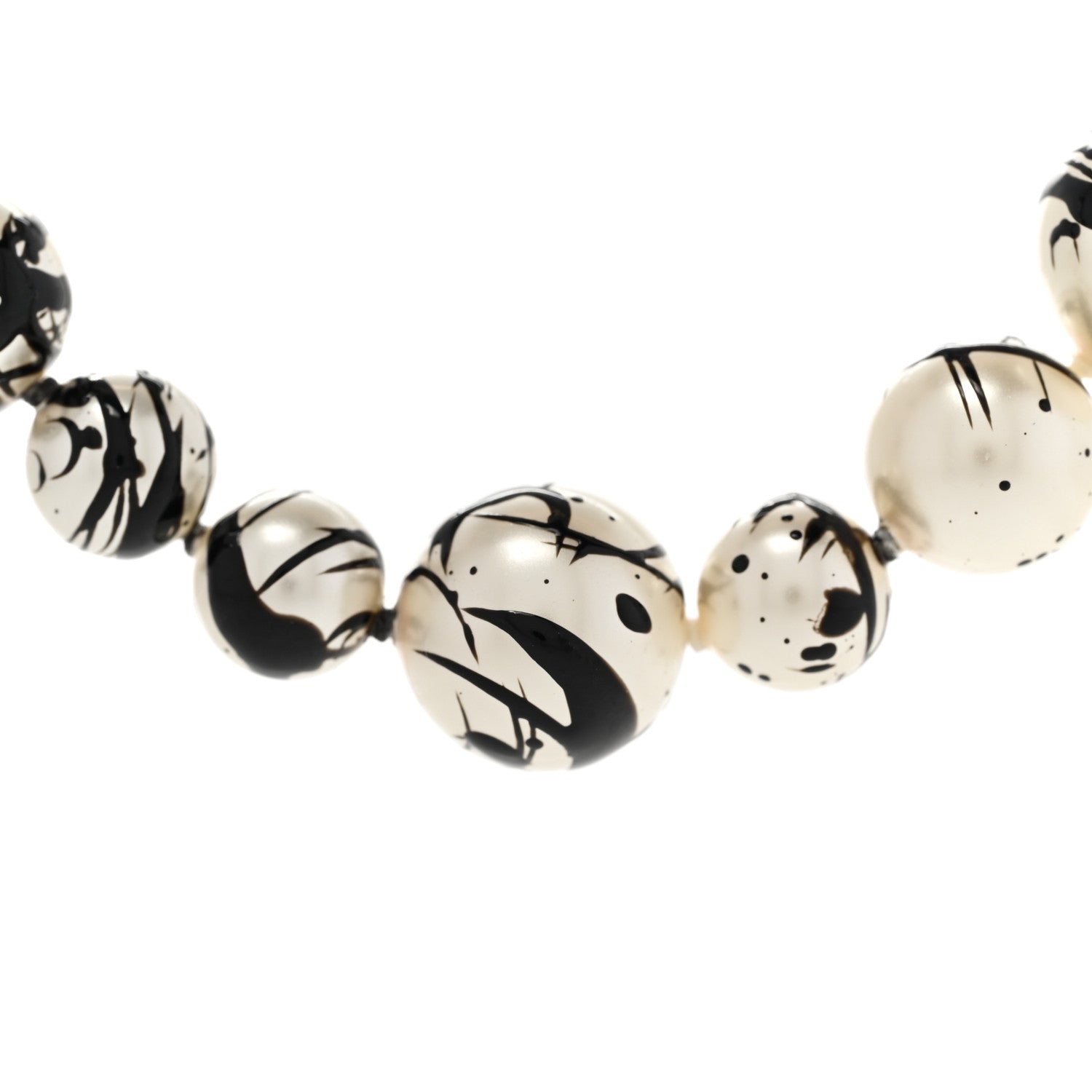 Chanel Pearl CC Graffiti Long Necklace Black Gold 5 of 7