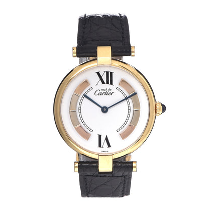 Cartier Sterling Silver Vermeil Alligator 30mm Must De Cartier Quartz Watch 1 of 9