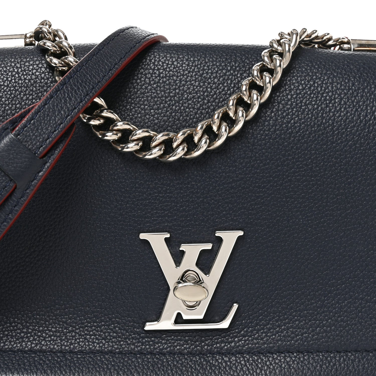 Louis Vuitton Calfskin Lockme II Chain Bag BB Marine Rouge 7 of 9