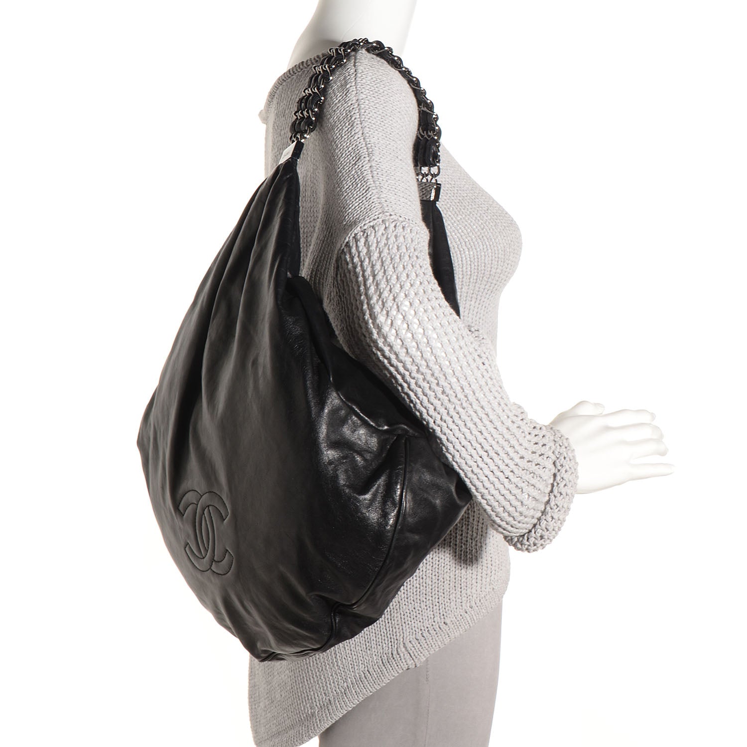 Chanel Lambskin Large Rock and Chain Hobo Black 2 of 9