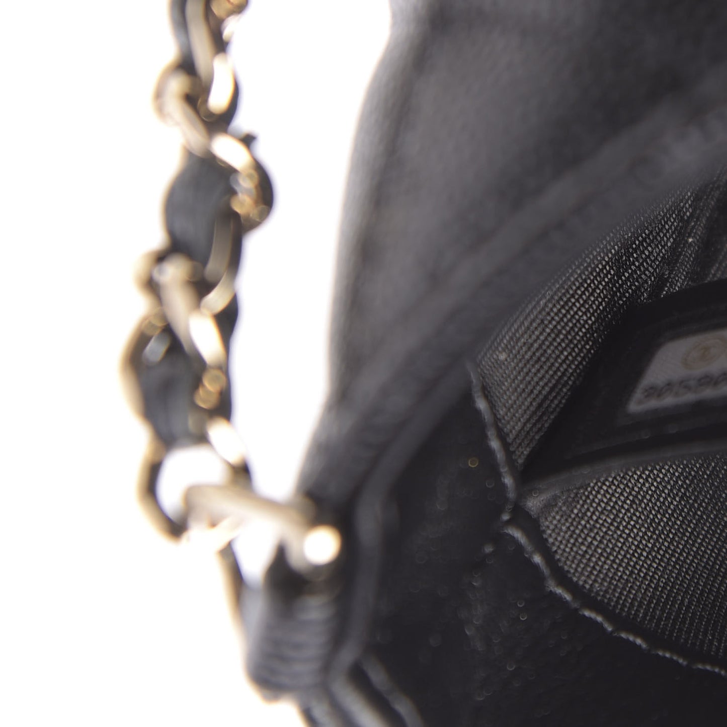 Caviar Quilted French New Wave Phone Holder With Chain Black
