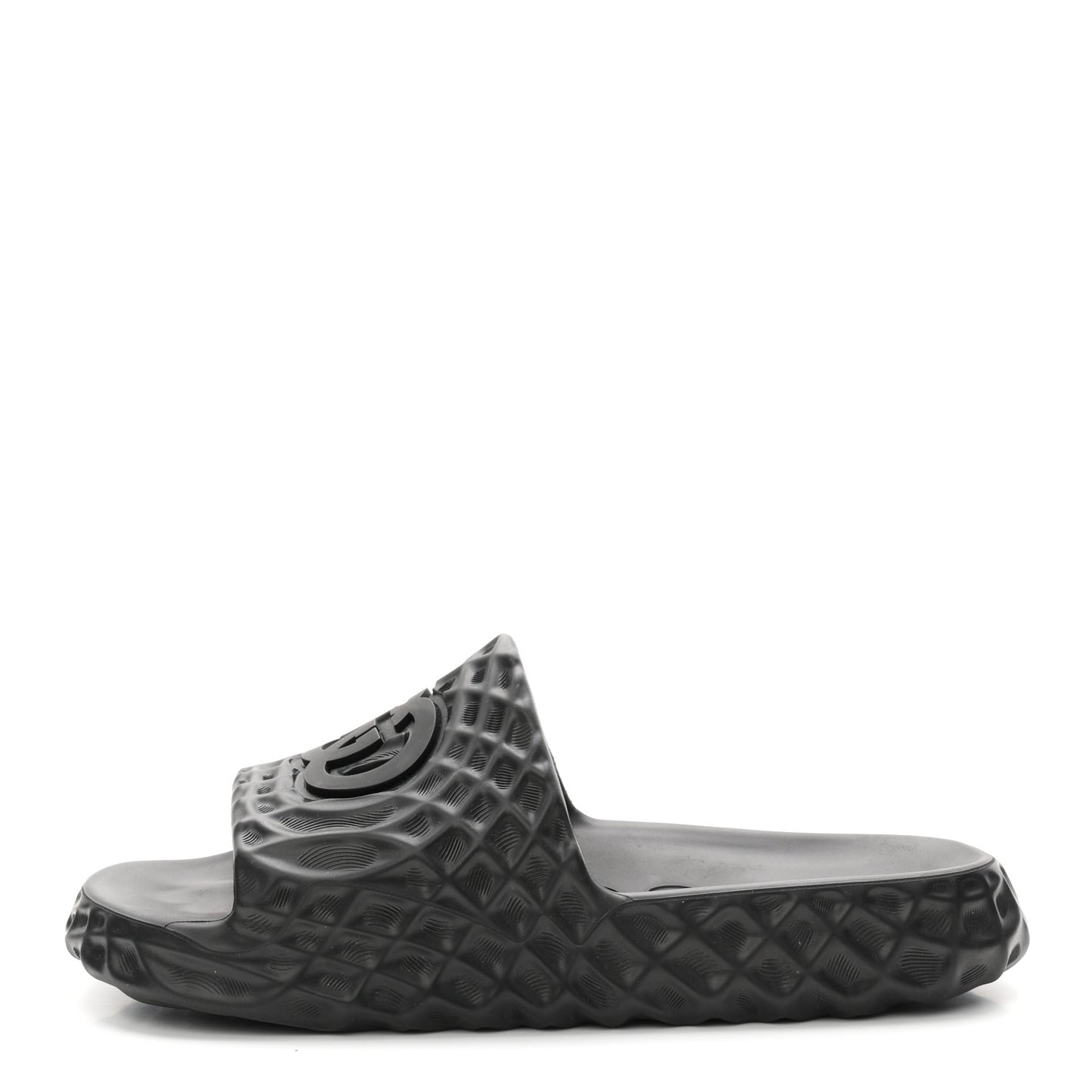 Rubber Interlocking G Mens Slide Sandals 8 Black