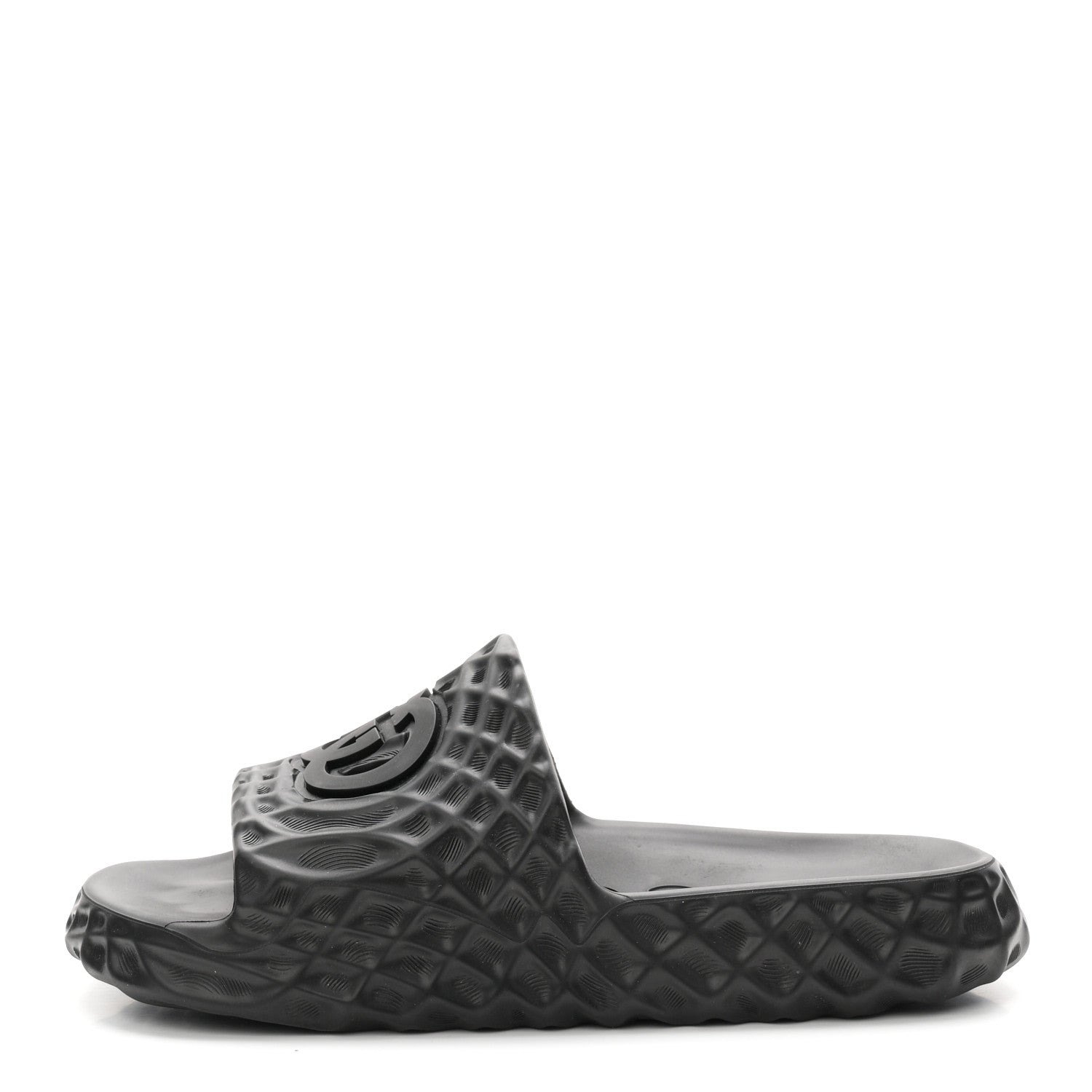 Gucci Rubber Interlocking G Mens Slide Sandals 8 Black 1 of 9