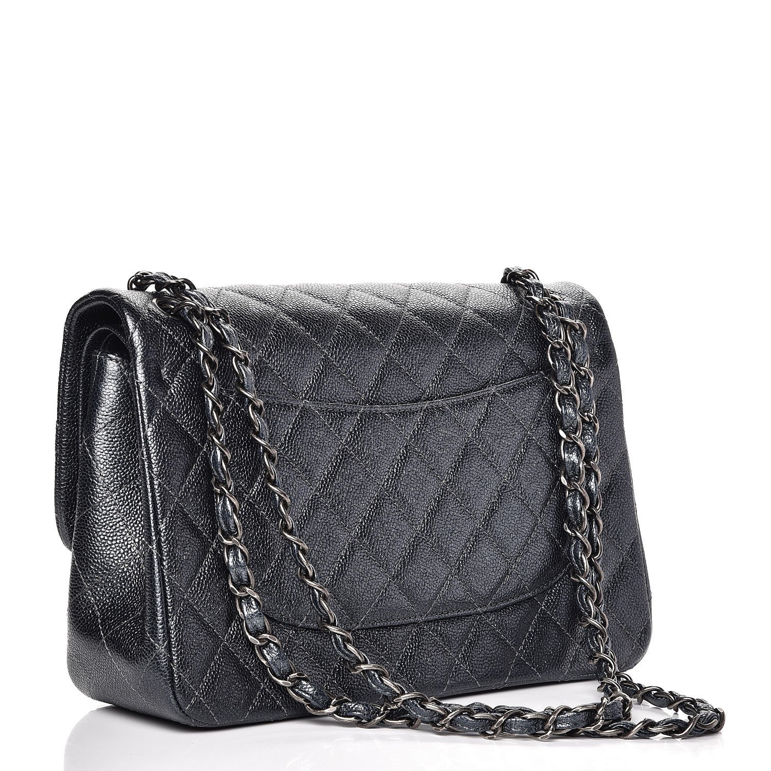 Chanel Pearly Caviar Quilted Jumbo Double Flap Grey 3 of 9