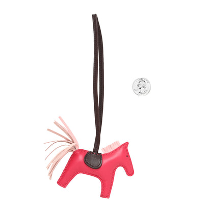 Hermes Milo Lambskin Grigri Rodeo Horse Bag Charm PM Rose Sakura Framboise Rouge Sellier 2 of 3