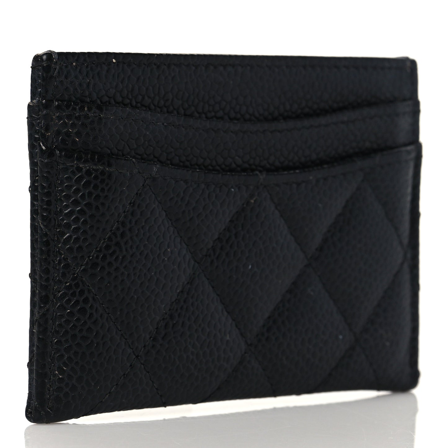 Caviar Quilted Card Holder Black