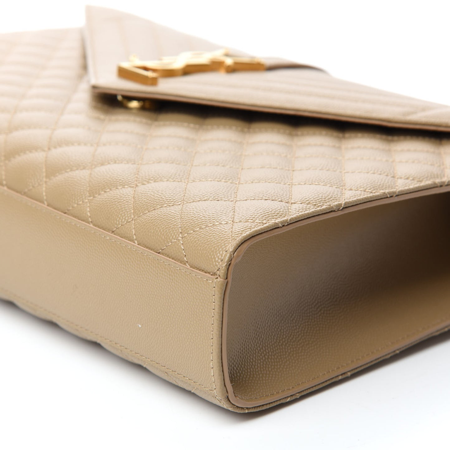 Grain De Poudre Mixed Matelasse Large Triquilt Monogram Satchel Dark Beige