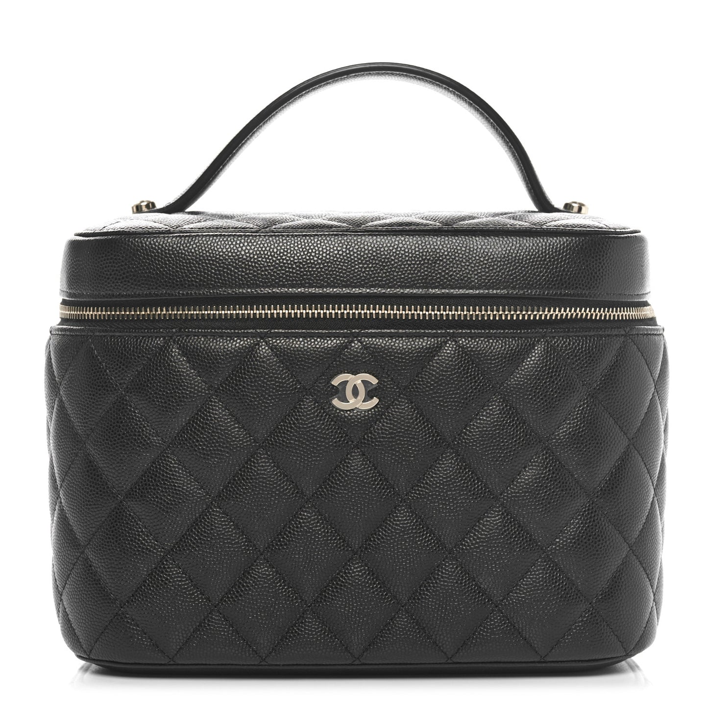 Caviar Quilted Large Vanity Pouch Black