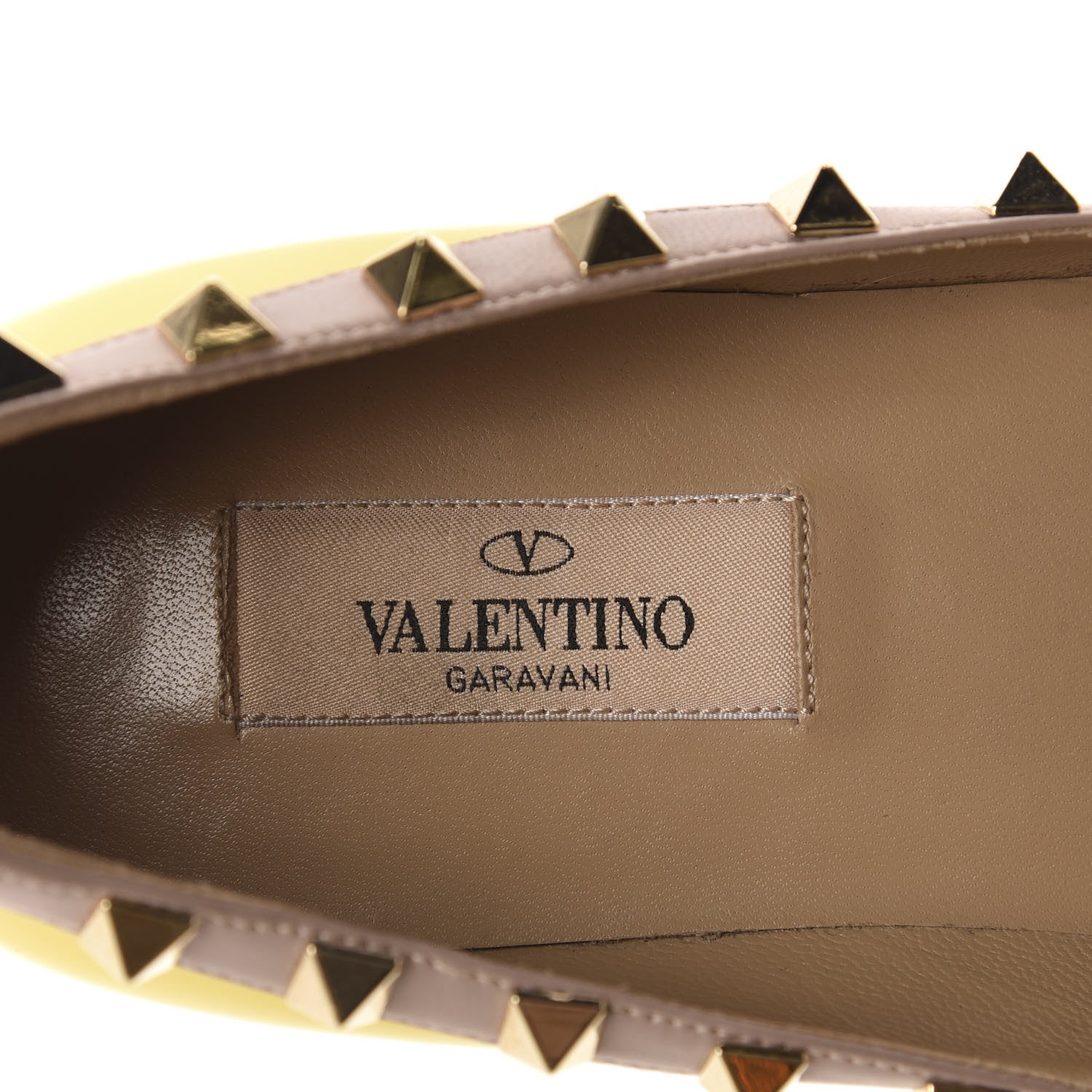 Valentino Garavani Patent Rockstud Ballerina Flats 37 Naples Yellow Poudre 14 of 15