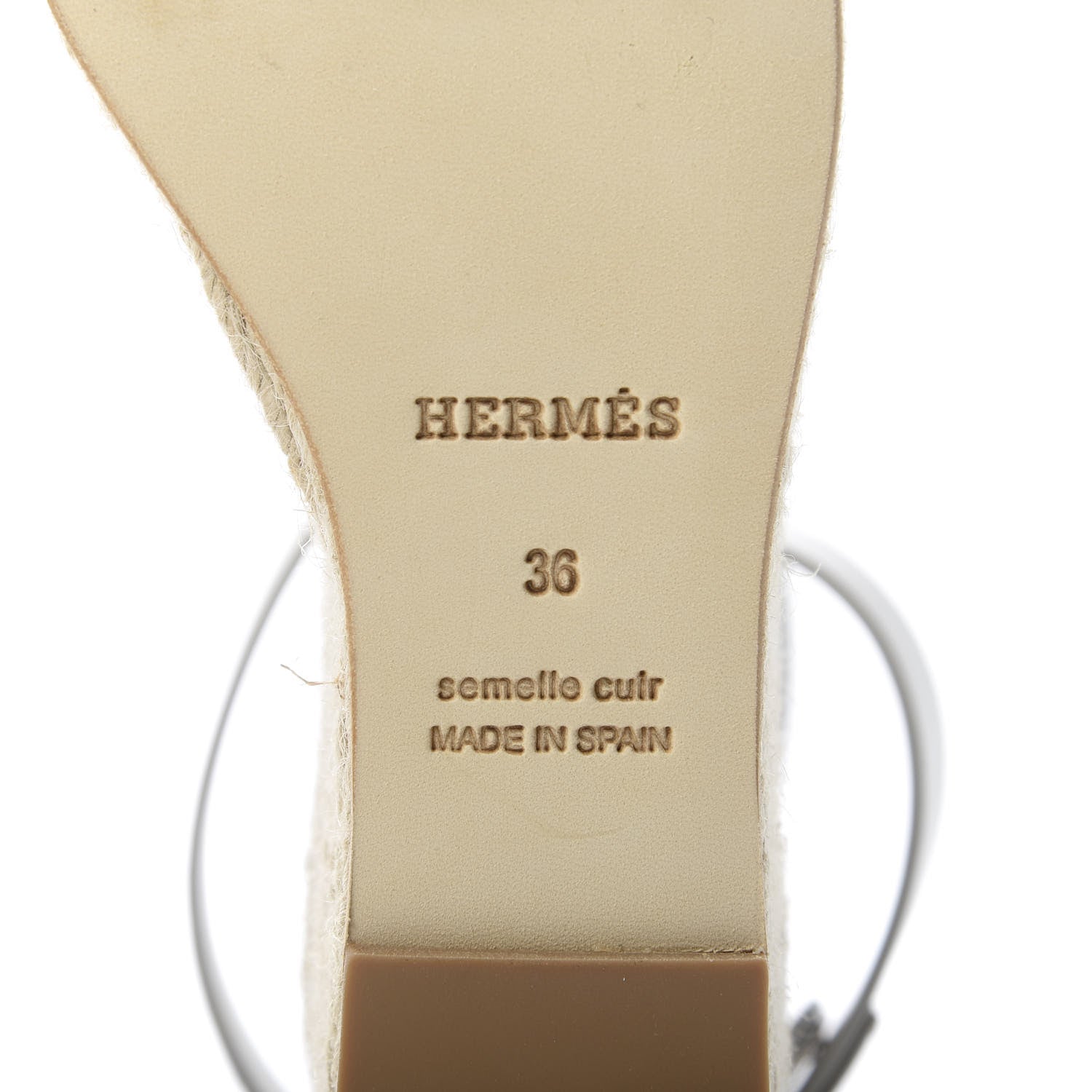 Hermes Calfskin Tivoli Espadrille Wedge Sandals 36 White 8 of 9