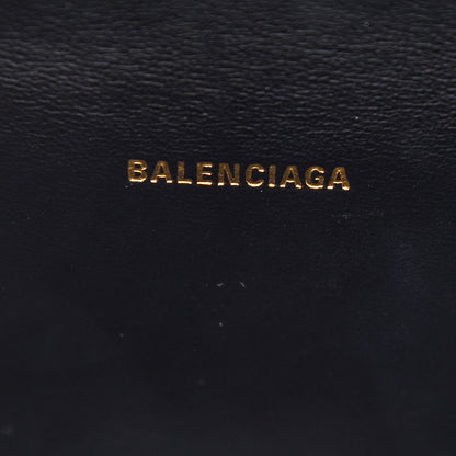 Balenciaga Shiny Calfskin Crocodile Embossed Hourglass Top Handle Bag XS Black 6 of 8
