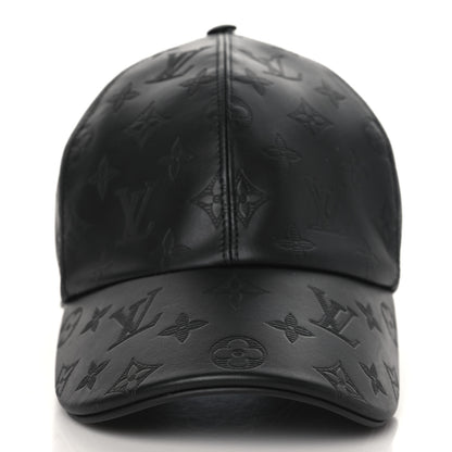 Louis Vuitton Calfskin Monogram Shadow Baseball Cap 60 Black 2 of 7
