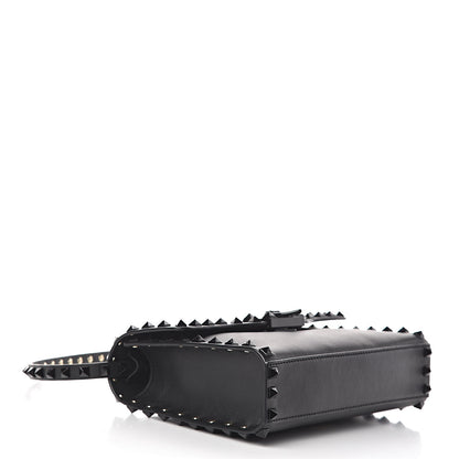 Valentino Garavani Vitello Monochrome Medium Rockstud Flip Lock Crossbody Bag Black 4 of 9