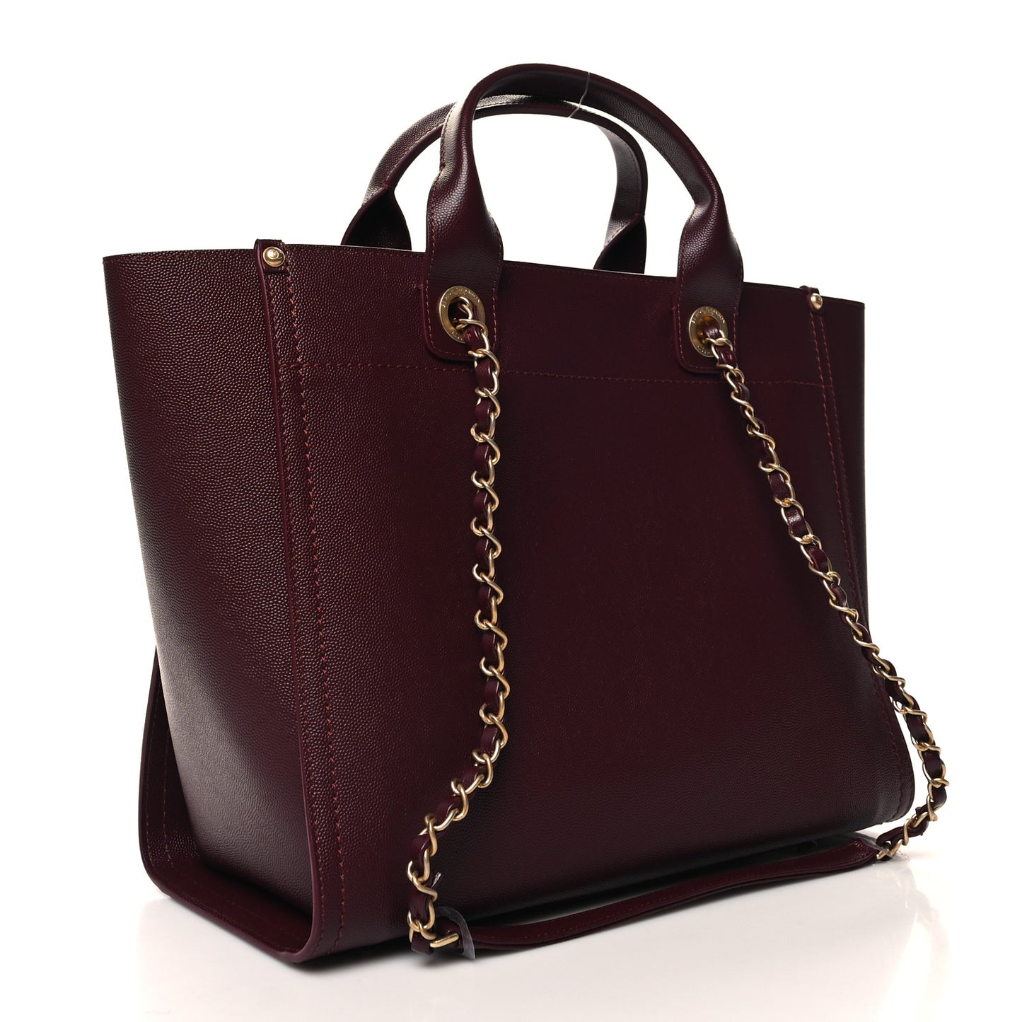 Caviar Small Studded Deauville Tote Burgundy