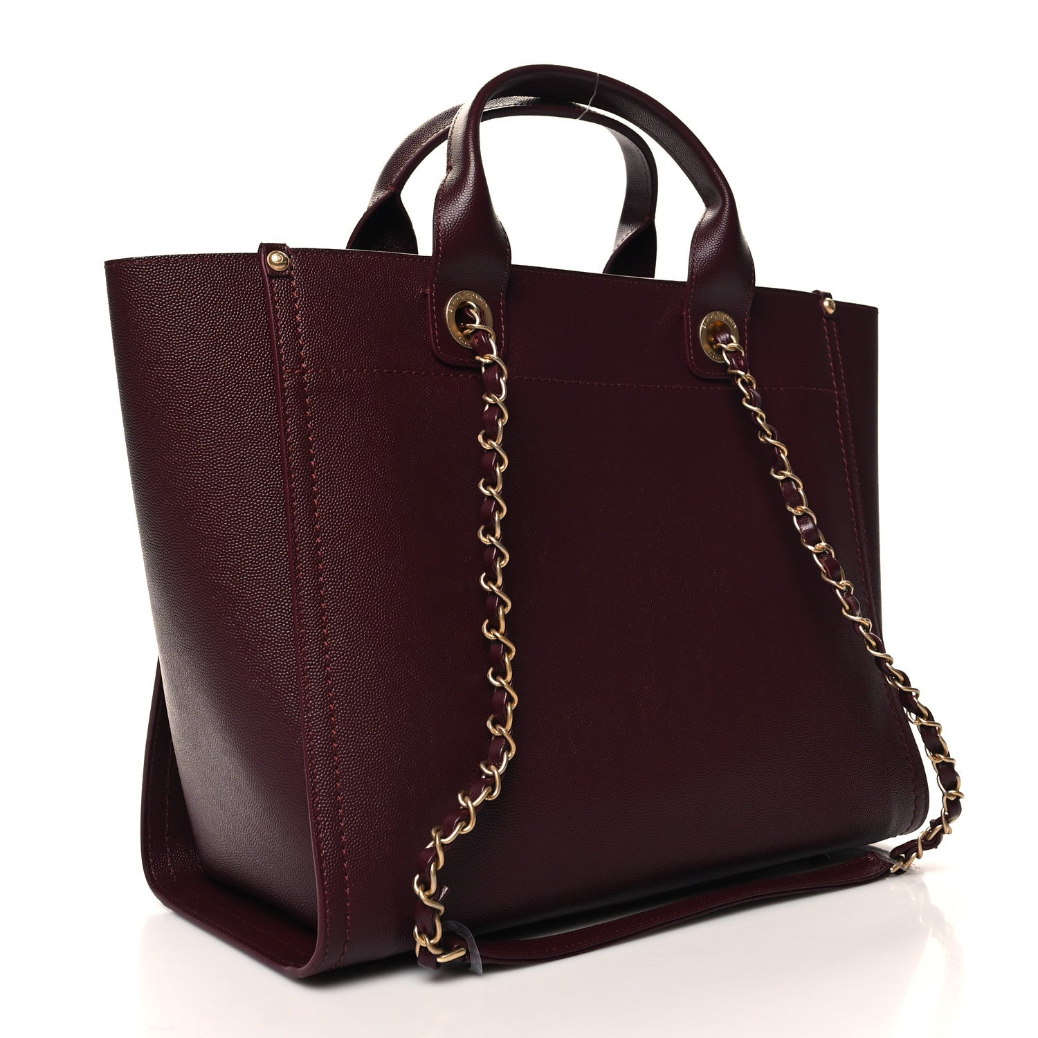 Chanel Caviar Small Studded Deauville Tote Burgundy 3 of 10
