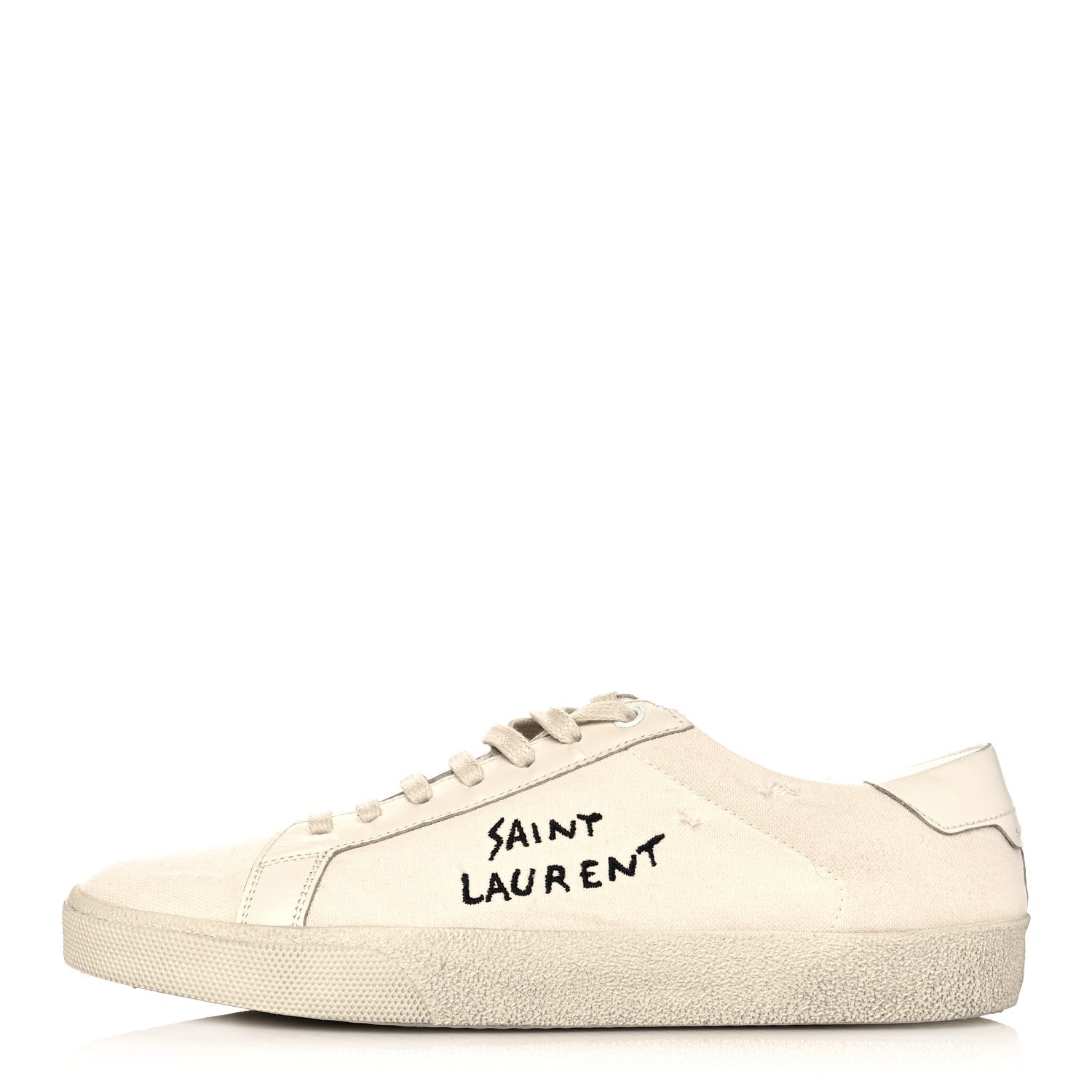 Saint Laurent Distressed Canvas Mens Elba Light Alpha Sigma Sneakers 41.5 White 1 of 7