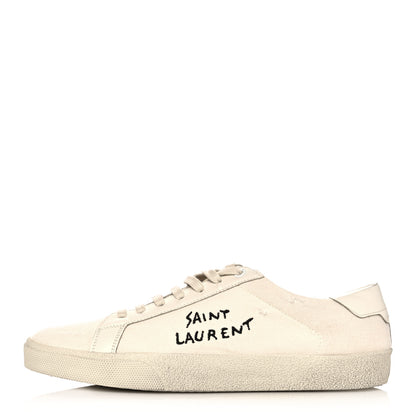 Saint Laurent Distressed Canvas Mens Elba Light Alpha Sigma Sneakers 41.5 White 1 of 7