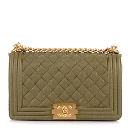Chanel Caviar Quilted Medium Boy Flap Khaki 1 of 8