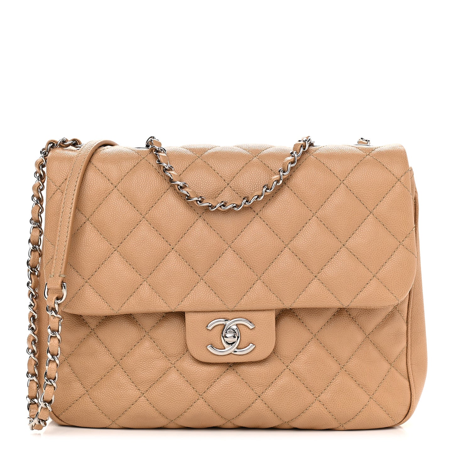 Caviar Quilted Large Urban Companion Flap Beige