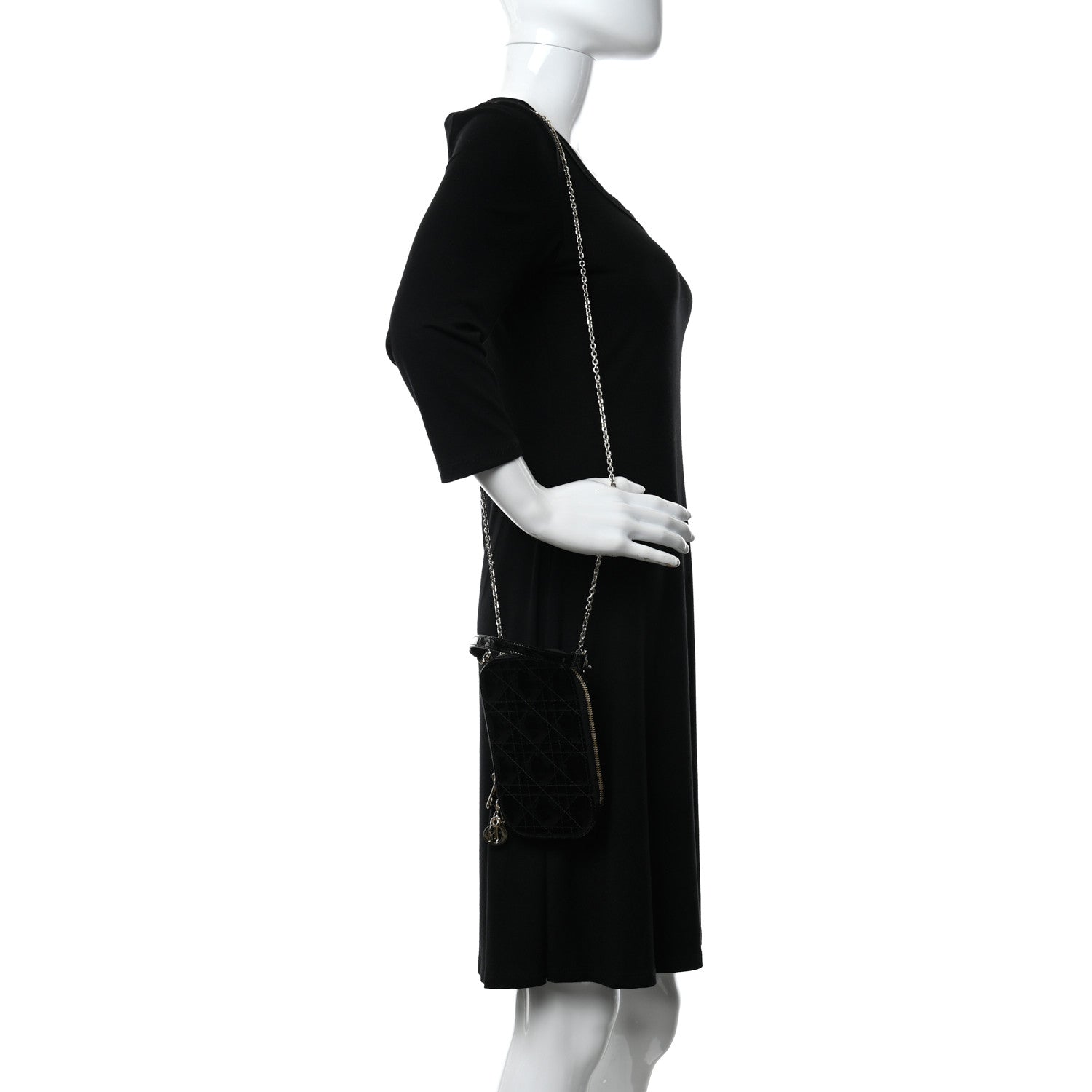 Christian Dior Patent Cannage Lady Dior Phone Holder Black 2 of 8