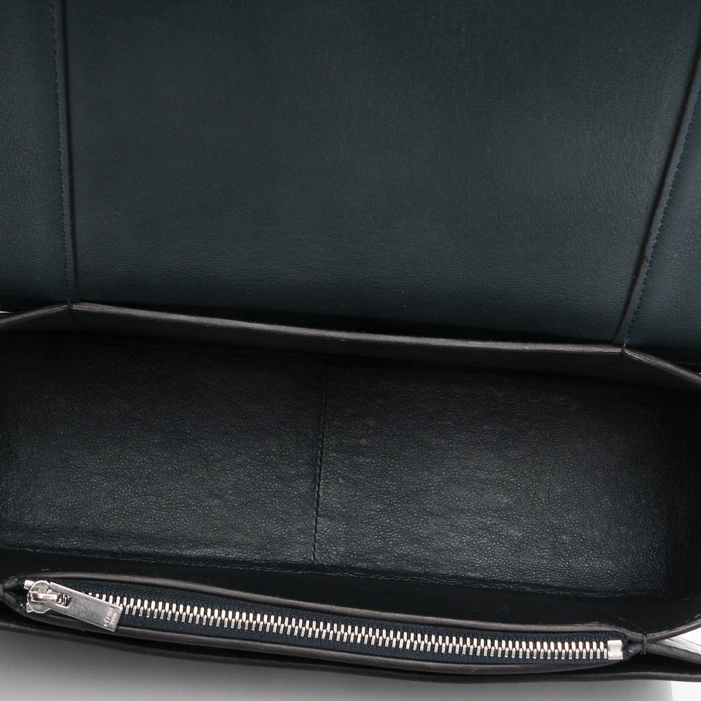 Shiny Smooth Calfskin Medium Frame Shoulder Bag Black Dark Green Mineral