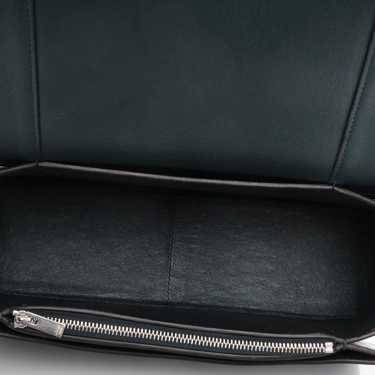 Celine Shiny Smooth Calfskin Medium Frame Shoulder Bag Black Dark Green Mineral 4 of 6
