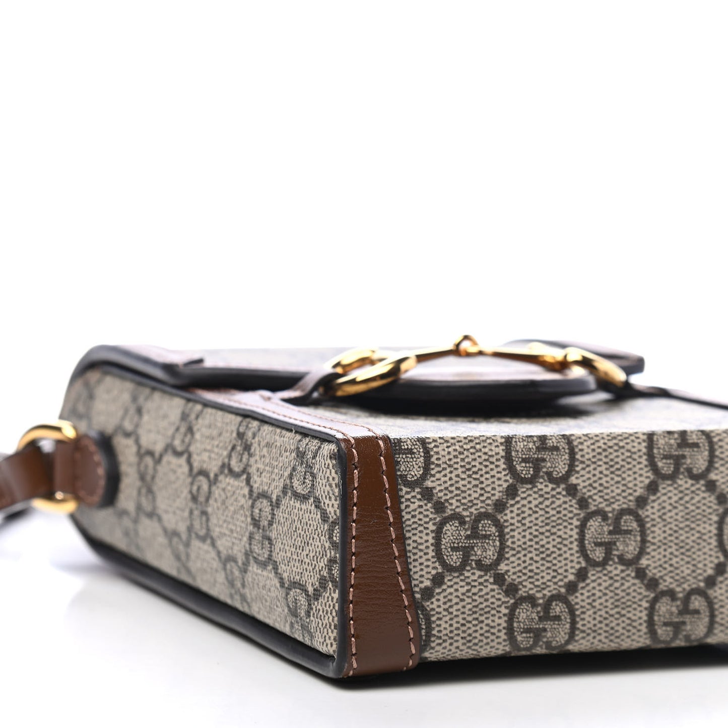 GG Supreme Monogram Mini Horsebit 1955 Crossbody Bag Beige Brown Sugar