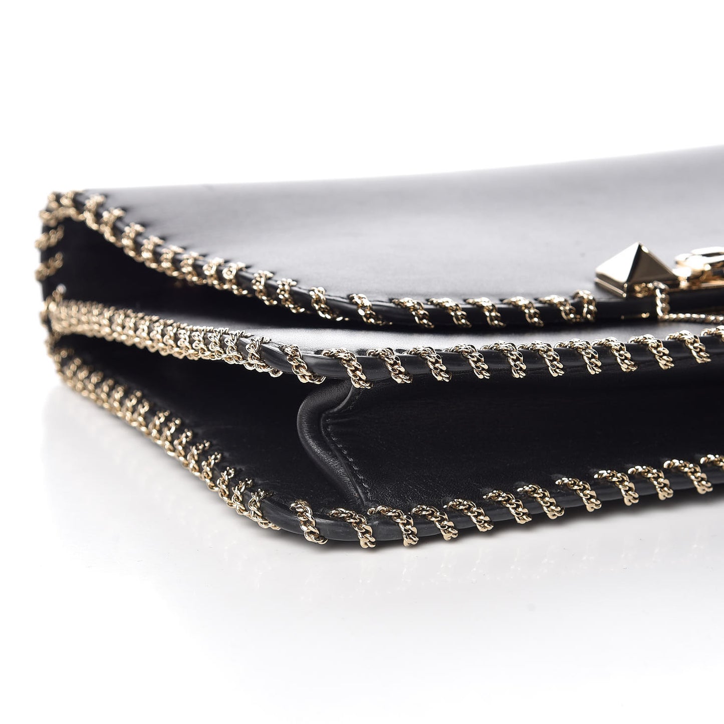 Calfskin Groumette Medium Rockstud Demilune Shoulder Bag Black