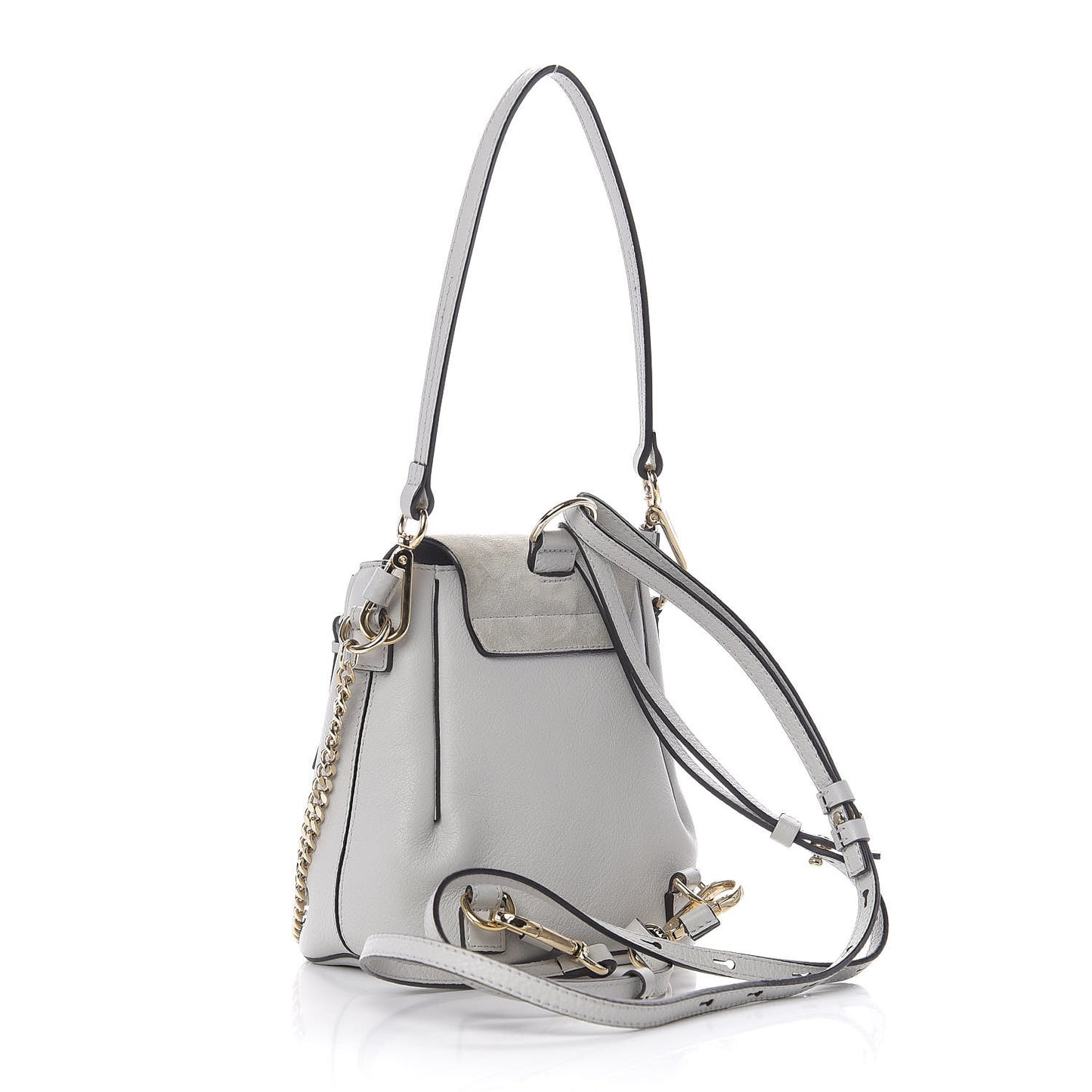 Suede Calfskin Mini Faye Backpack Airy Grey