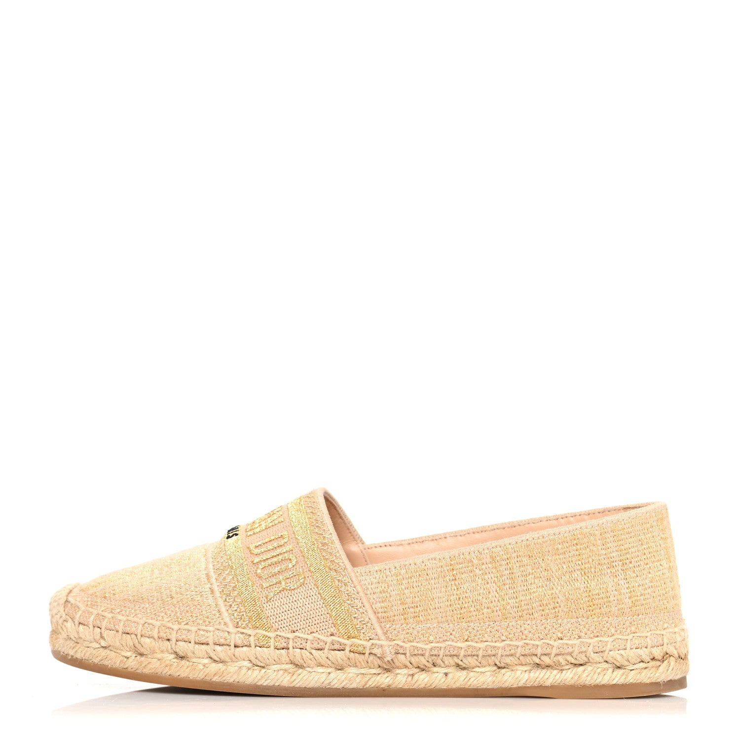 Christian Dior Cotton Embroidered Print Granville Espadrille 38.5 Gold 1 of 8