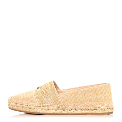 Christian Dior Cotton Embroidered Print Granville Espadrille 38.5 Gold 1 of 8