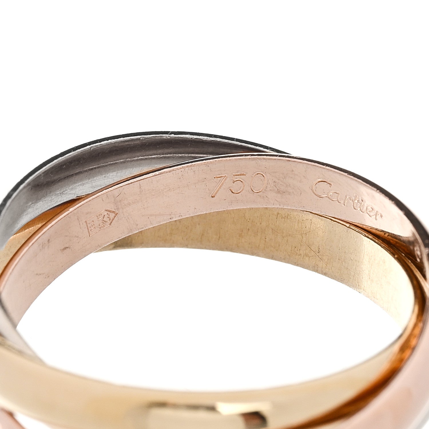 Cartier 18K Pink Yellow White Gold Classic Trinity Ring 60 9 5 of 6