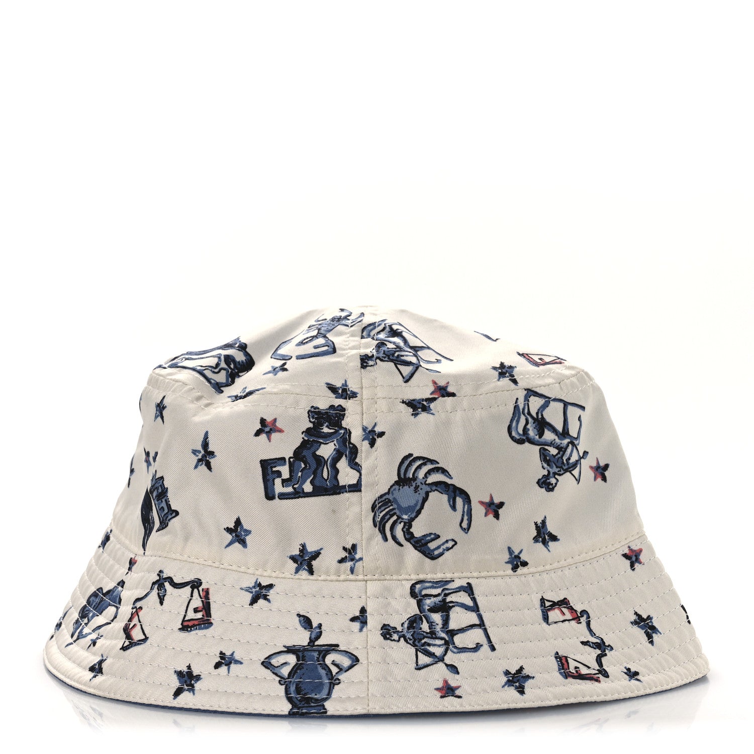 Fendi Silk Zodiac Reversible Bucket Hat S White Blue 6 of 14