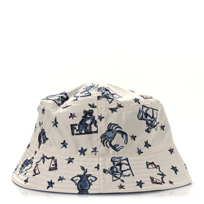 Fendi Silk Zodiac Reversible Bucket Hat S White Blue 6 of 14