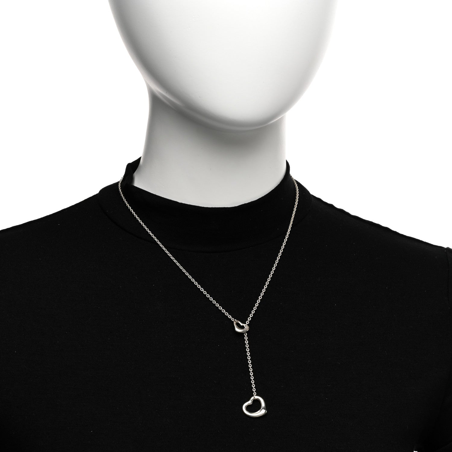 Tiffany Sterling Silver Elsa Peretti Open Heart Lariat Necklace 2 of 4