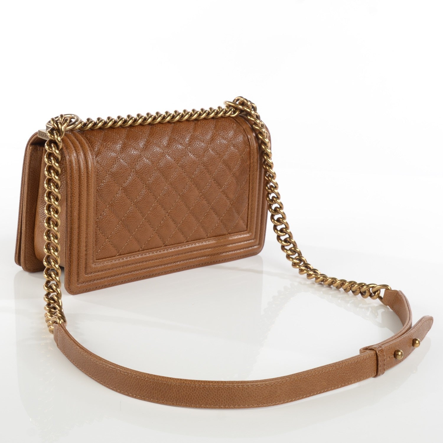 Chanel Caviar Quilted Medium Boy Flap Light Brown 3 of 9